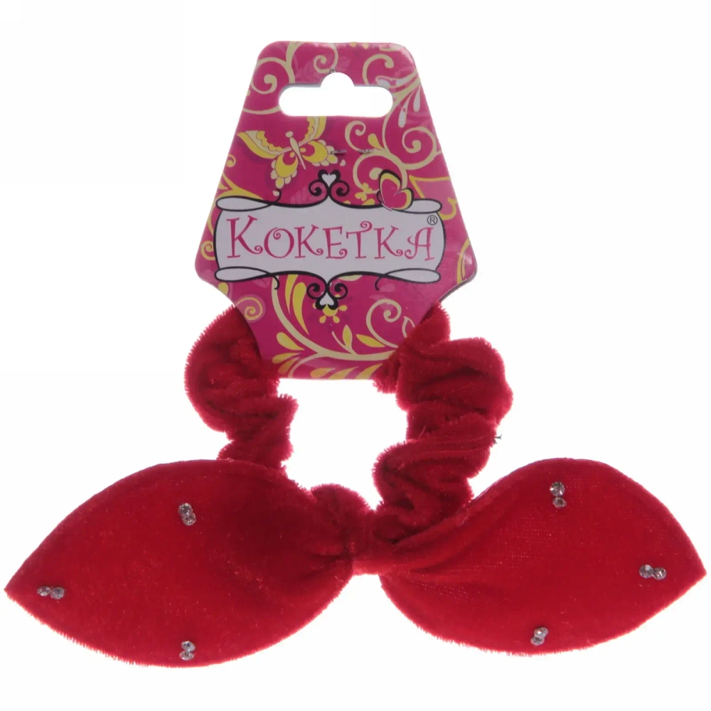 Резинка для волос 1шт «Кокетка-Velvet”, стразики, микс 6 цветов, d-6см