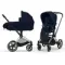 Детская коляска Cybex Priam IV 2 в 1 Rebellious Luxury Denim Blue шасси Chrome Black