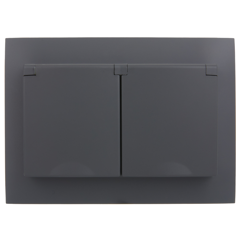 SKANDY Розетка 2-местная и крышкой 16А в сборе IP44 SK-R12G графит IEK