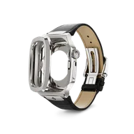 Корпус для Apple Watch ROL41 - Серебристый/Натуральная кожа