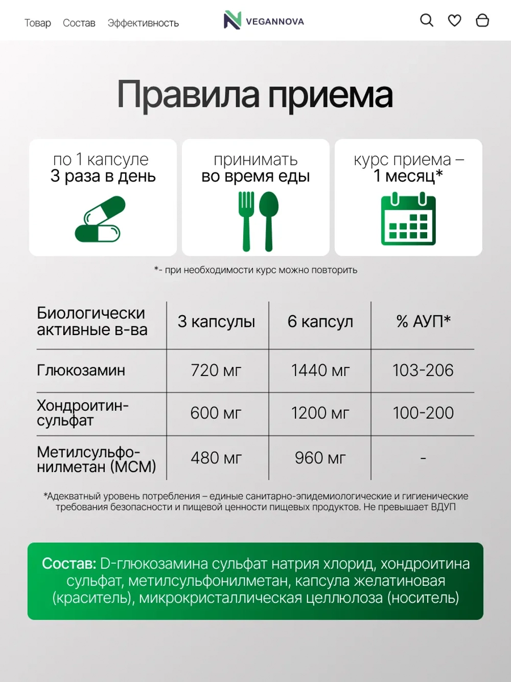 VN Глюкозамин Хондроитин + МСМ 120кап