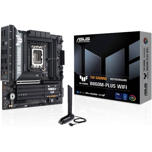 Материнская плата ASUS TUF GAMING B860M-PLUS WIFI (LGA1851/B860/4xDDR5/PCI-Ex16/3xM.2/SB/GLAN/Wi-Fi/BT/2xDP/HDMI/mATX)