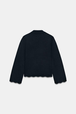 ZARA КАРДИГАН С ВОЛНИСТЫМ КРАЕМ, МОРСКОЙ СИНИЙ