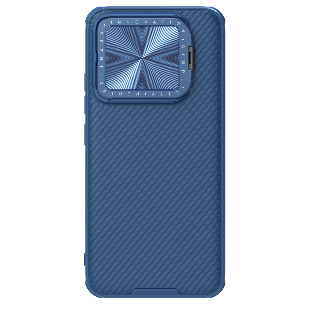 Чехол синего цвета от Nillkin на смартфон Xiaomi 14, серия CamShield Prop Case (с откидной защитной крышкой для камеры)