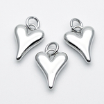 Подвеска Сердце, цвет серебро (родий), размер 14*10 мм, цена за 1 шт