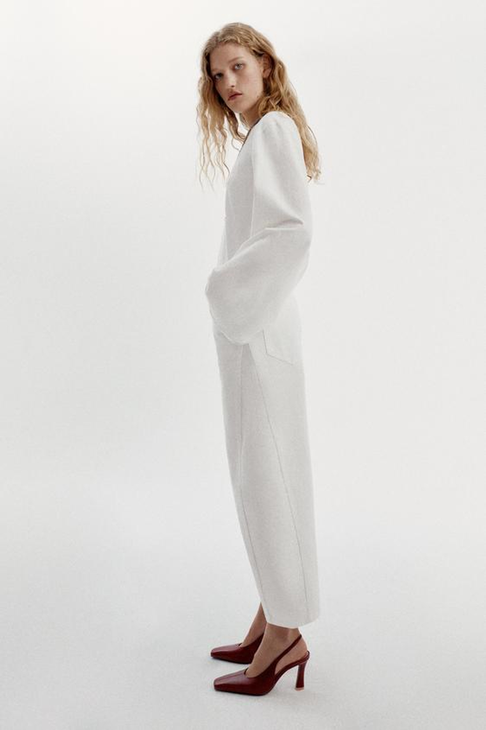 ZARA ДЖИНСЫ Z1975 BARREL С ВЫСОКОЙ ПОСАДКОЙ, БЕЛЫЙ