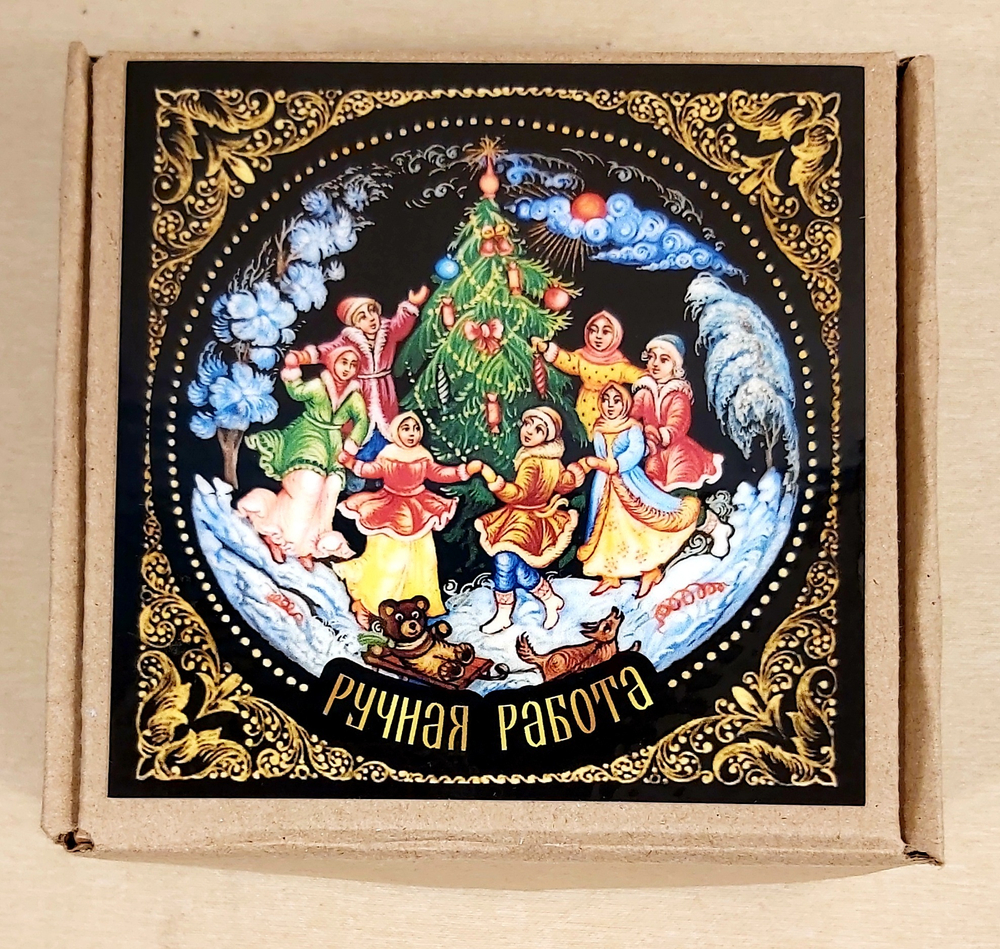 Ёлочная игрушка/сувенир "Конфета с росписью Палех "Жар-птица"