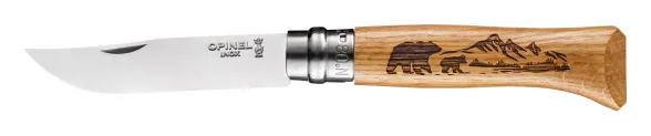Цена наНож Opinel №8 Animalia, нержавеющая сталь, рукоять дуб, гравировка медведь