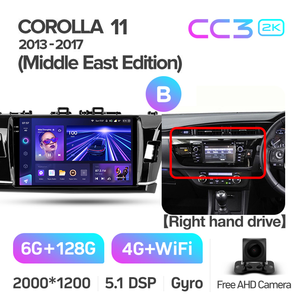 Teyes CC3 2K 10,2"для Toyota Corolla 2013-2016 (прав)