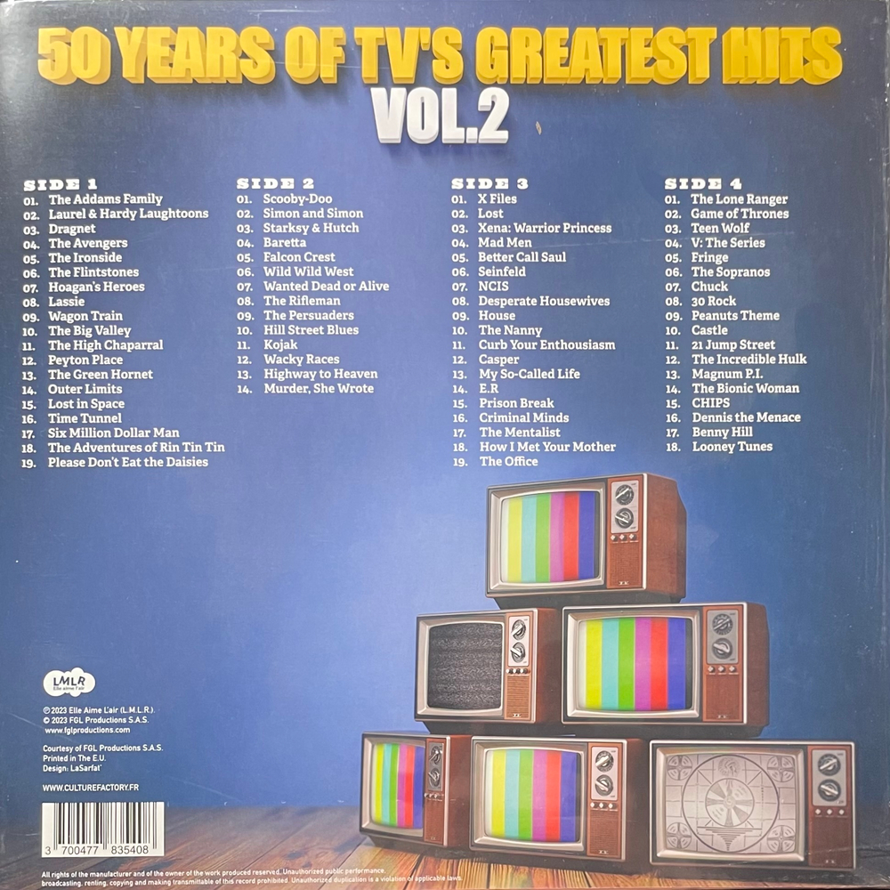Сборник 50 Years Of TV's Greatest Hits - Vol. 2 2LP (Европа 2023г.) Clear & Yellow