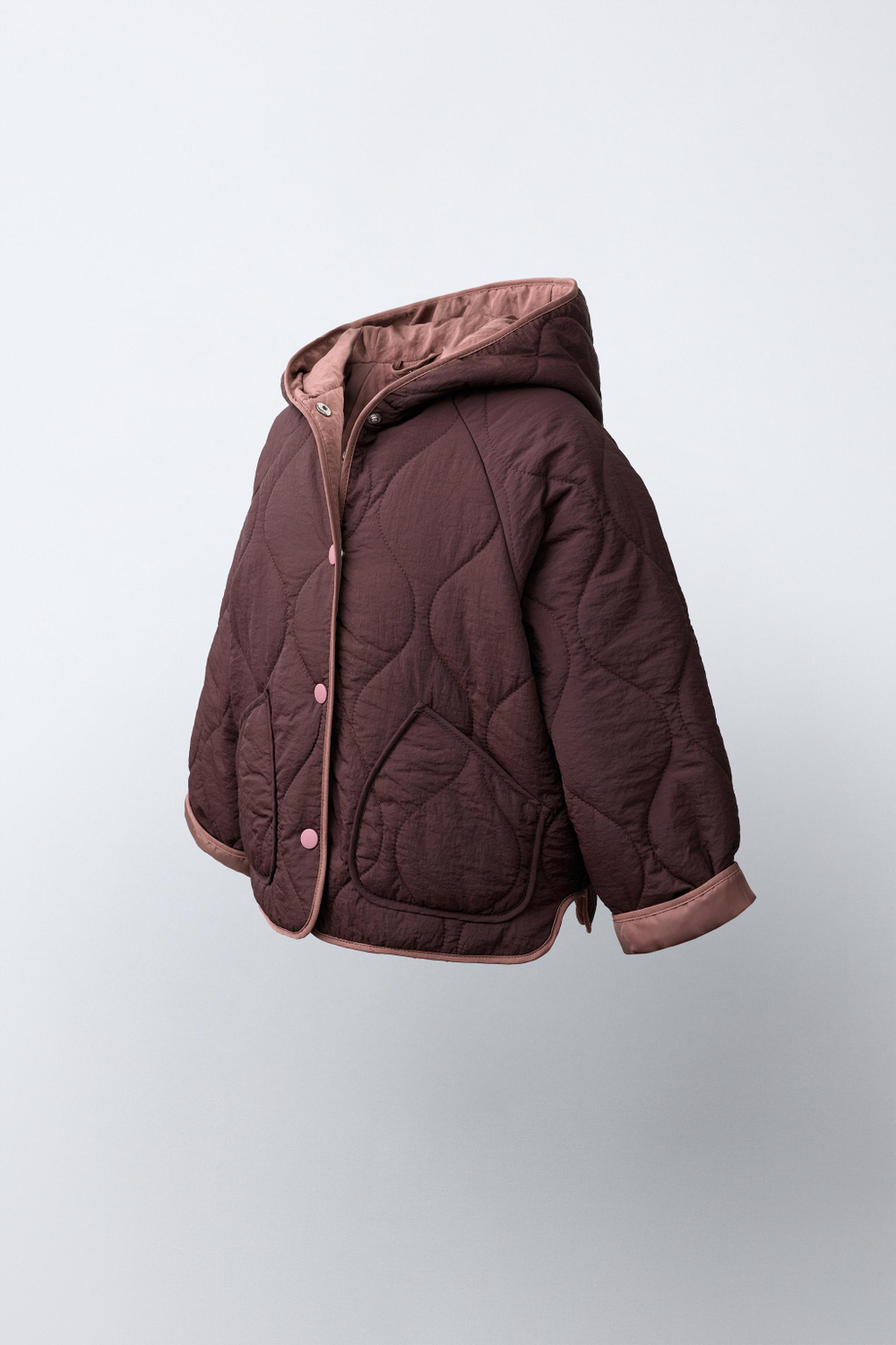 ZARA СТЕГАНАЯ КУРТКА WATER REPELLENT, БАКЛАЖАННЫЙ