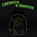 Рюкзак BRAUBERG OPTIMA, 2 отделения, с брелоком, "Butterfly catcher", СВЕТЯЩИЙСЯ, 36х27х18 см, 272097
