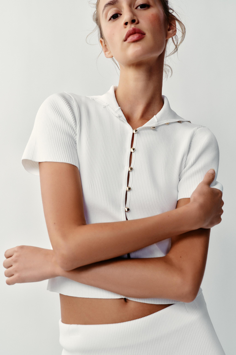 КАРДИГАН В РУБЧИК С ЗОЛОТИСТЫМИ ПУГОВИЦАМИ — ZARA