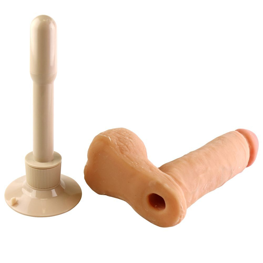 Вибромассажер-реалистик на присоске The Realistic Cock ULTRASKYN Vibrating 8”- 23,5 см. (Цвет: телесный)
