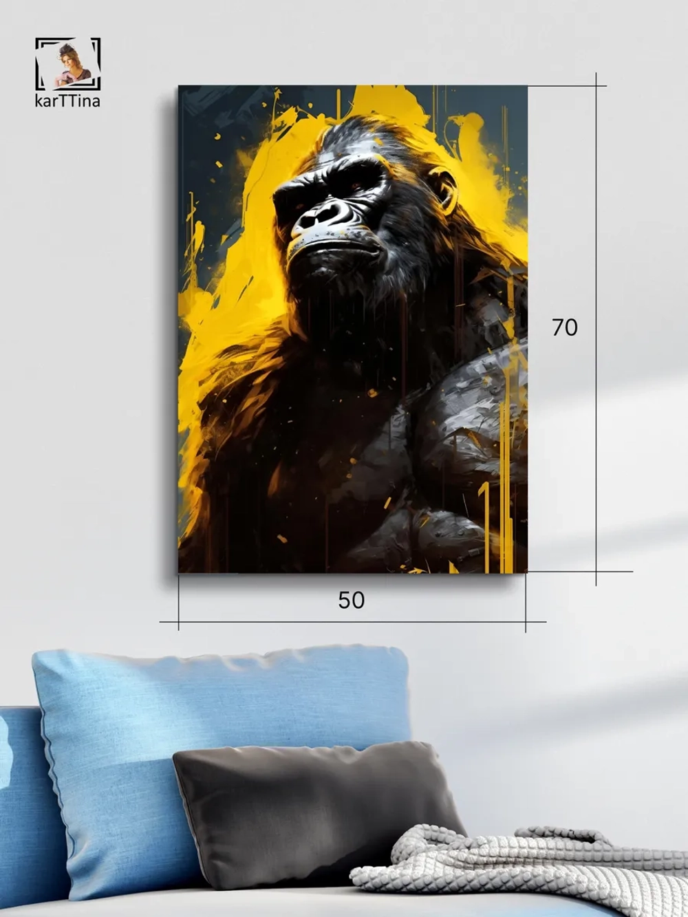 Картина Горилла в фокусе на стену 50x70см 1шт.