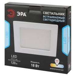 Светильник светодиодный встраиваемый Даунлайт ЭРА LED 2-18-4K Slim панель 18Вт 4000К квадрат | Downlight