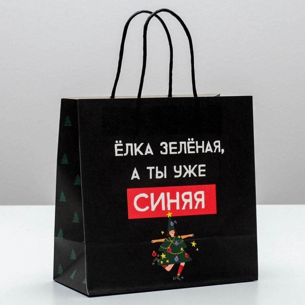 Пакет подарочный новогодний «А ты уже синяя», 22×22×11 см