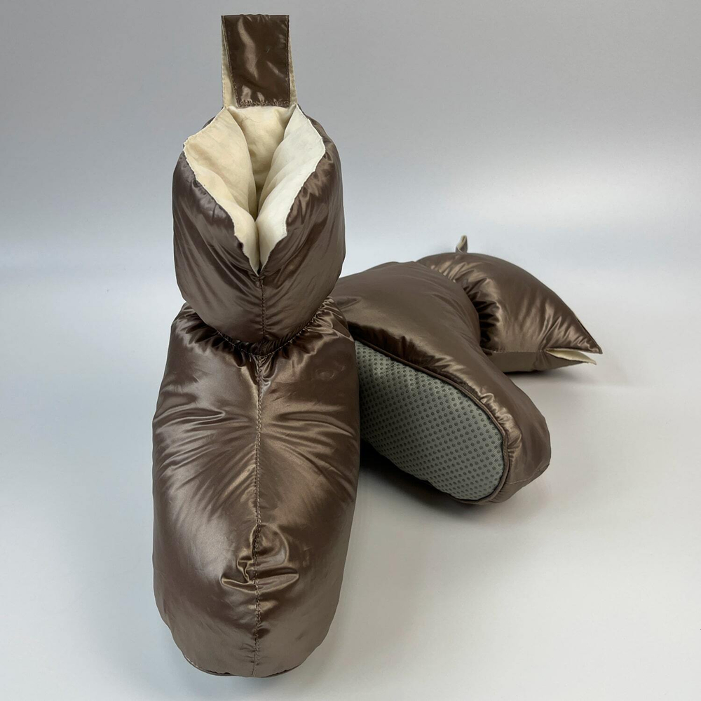 Сапожки-носочки пуховые German Grass Comfort Socks Travel Milk Chocolate бежевые Коричневый
