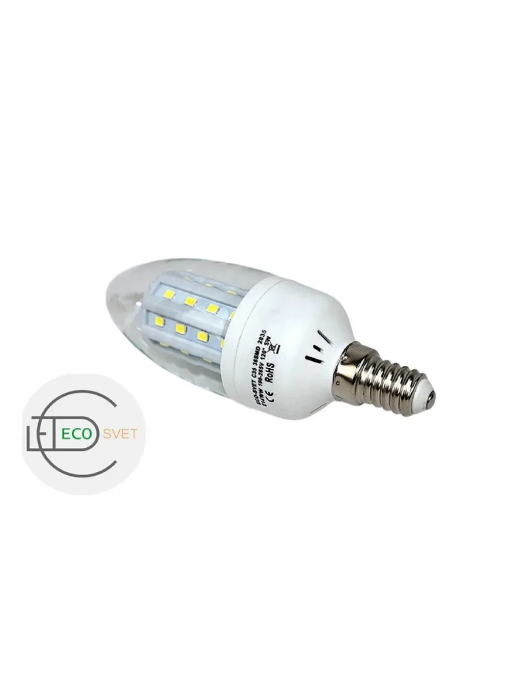 Светодиодная LED лампа C35 5W E14 тёпл 5шт