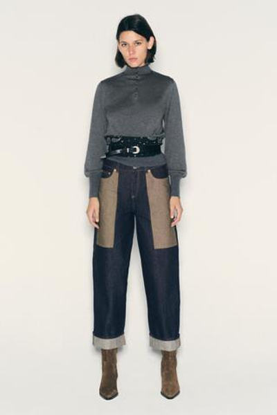 ДЖИНСЫ Z1975 С КОМБИНИРОВАННОЙ ТКАНЬЮ, ВЫСОКОЙ ПОСАДКОЙ И ОТВОРОТАМИ — ZARA