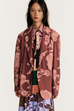 ZARA БЛЕЙЗЕР СВОБОДНОГО КРОЯ ИЗ ЛЬНЯНОЙ ТКАНИ С ПРИНТОМ — LIMITED EDITION, С ПРИНТОМ