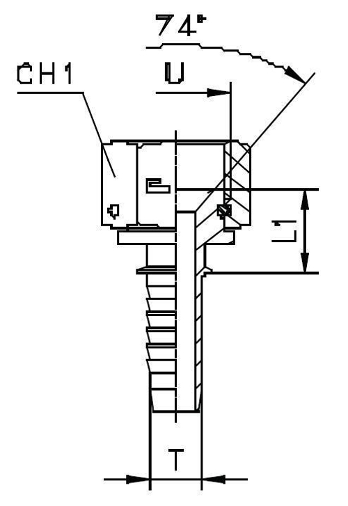 Фитинг DN 25 JIC (Г) 1.5/16 (штифтованная гайка)