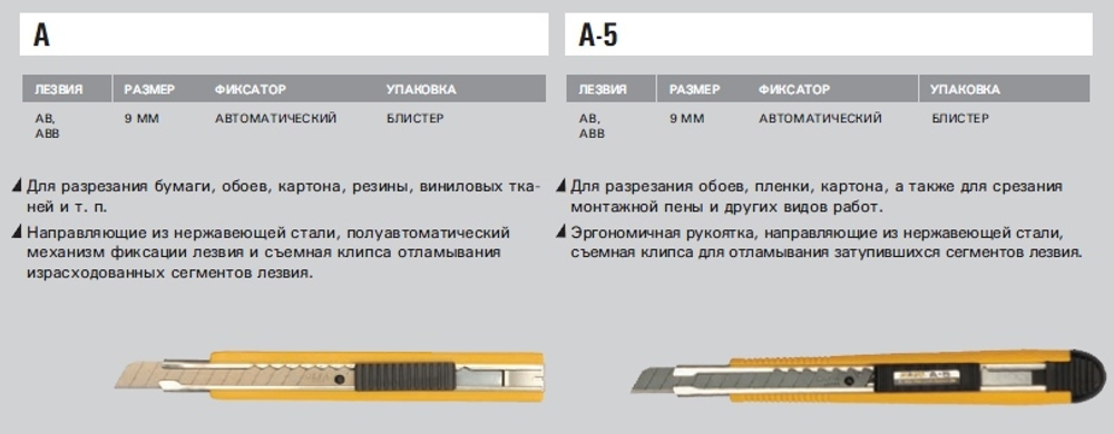 Нож OLFA "AUTOLOCK", безопасный, 9мм OL-A-5