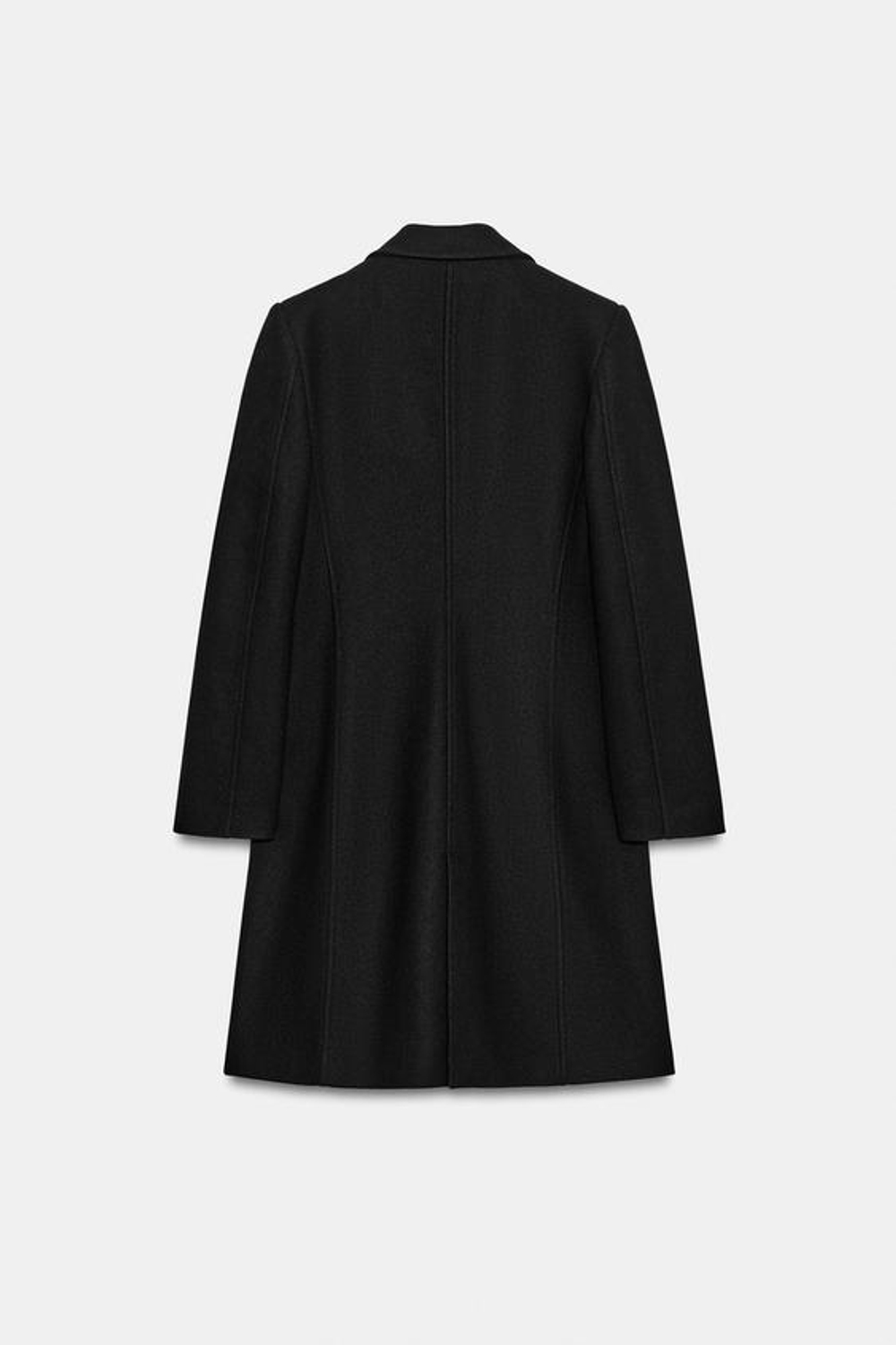 ZARA ПАЛЬТО ИЗ МЯГКОЙ ТКАНИ С ПОДПЛЕЧНИКАМИ, ЧЕРНЫЙ