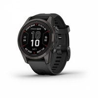 Смарт часы Garmin Fenix 7S Pro Sapphire Solar титановый угольно-серый DLC с силиконовым ремешком