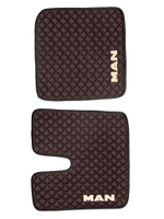 Ковры MAN TGX с 1-м ящиком (автомат) (экокожа, коричневый, черный кант, бежевая вышивка)