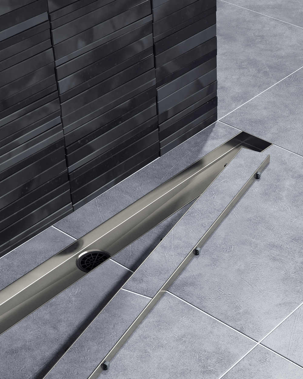 Душевой лоток Drain System 1000 DS230210/18 Черное золото, с двусторонней панелью «Plate» под плитку
