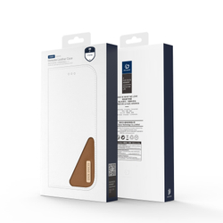 Чехол книжка из натуральной кожи коричневого цвета для iPhone 17 Pro Max, серия Hivo Series Case (защита RFID) от Dux Ducis