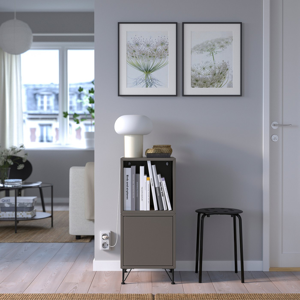 IKEA EKET  (ИКЕА ЕКЕТ)  -  Комбинация шкафов с ножками - тёмно-серый/чёрный металл 35x35x80 см
