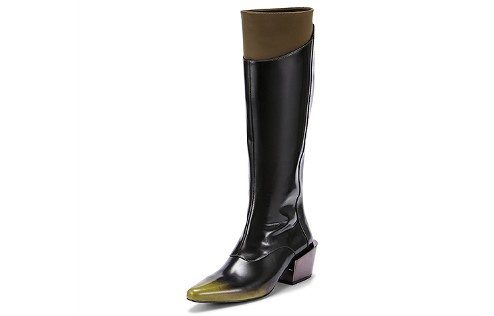 Lost In Echo Top Grain Cow Leather Mid Calf Boots Women"s Coffee Brown