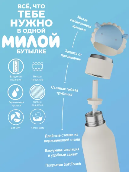 Бутылка для холодных и горячих напитков Asobu Bestie 460 мл, овечка
