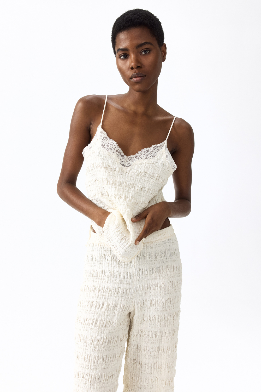 Топ на бретелях из текстурного джерси - H&M