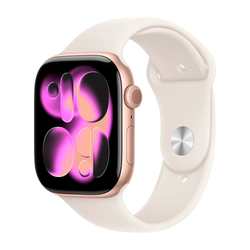 Умные часы Apple Watch Series 11 GPS, 46mm, Rose Gold Aluminium Case with Starlight Sport Band, S/M