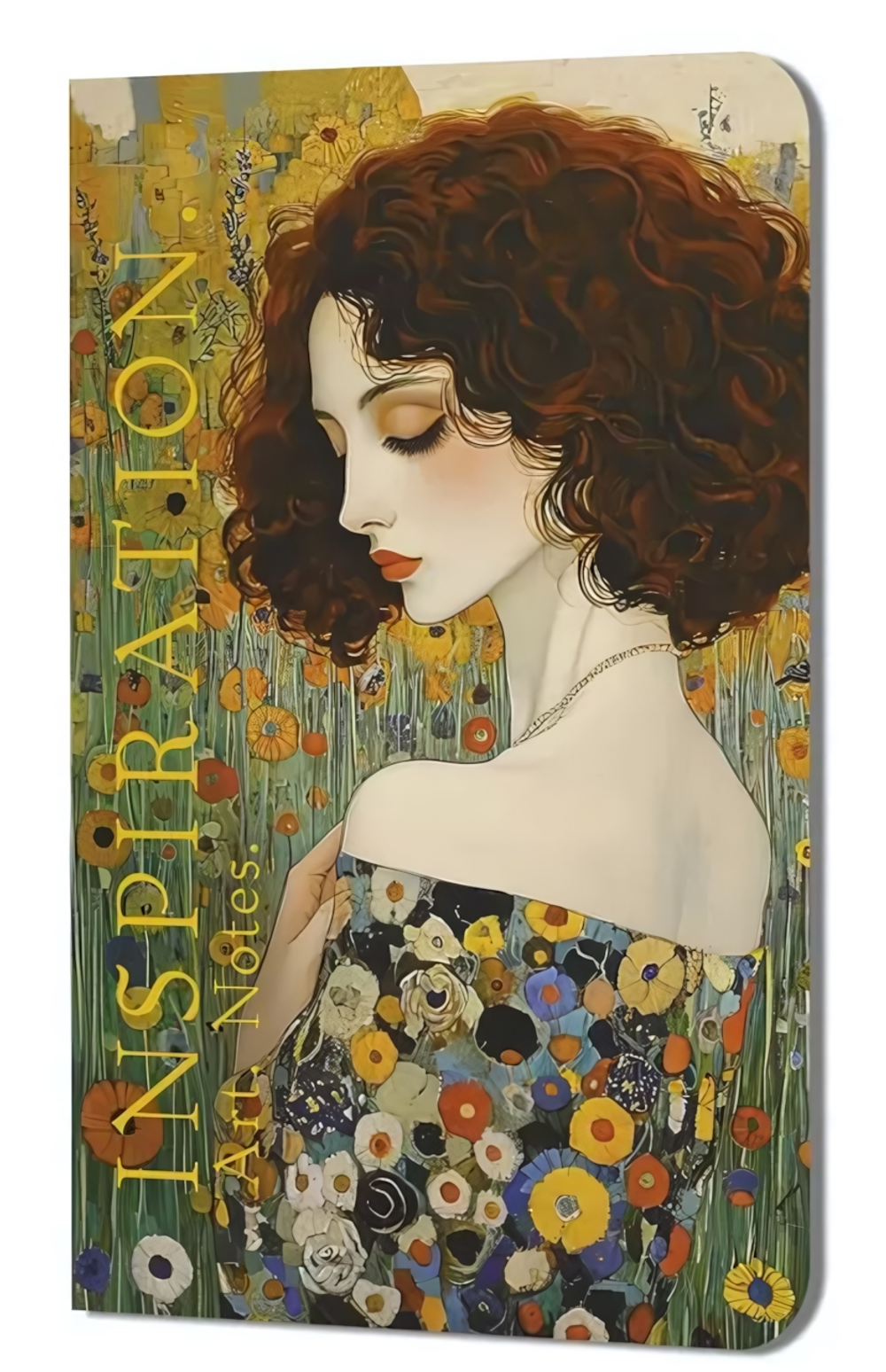 Блокнот 130х210 мм. 32л."Inspiration. Art. Notes. Климт. Рыжая, кудрявая девушка, платье в цветочек"