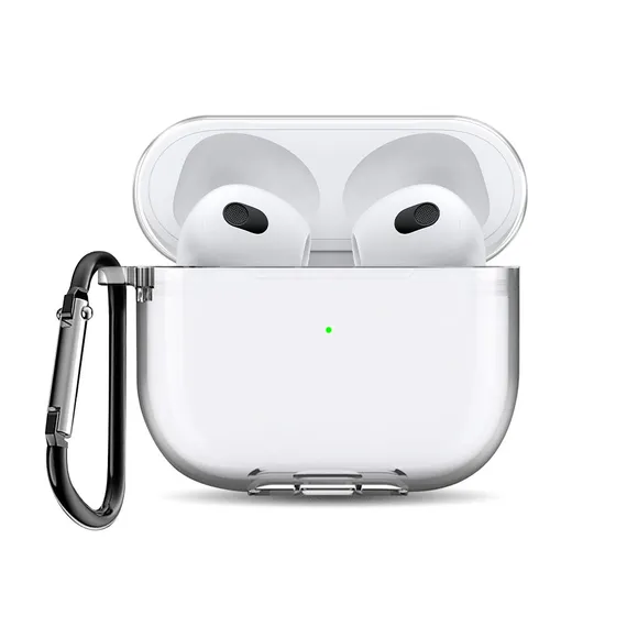 Чехол силиконовый Gurdini Silicone Case с карабином для AirPods 3 Прозрачный