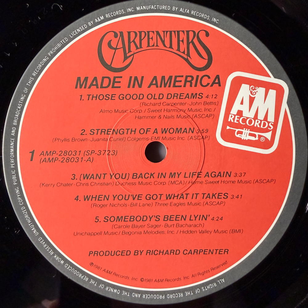 Carpenters ‎– Made In America (Япония 1981г.)