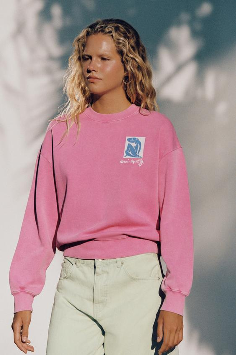 ZARA ТОЛСТОВКА HENRI MATISSE С ЭФФЕКТОМ ПОТЕРТОСТИ, РОЗОВЫЙ