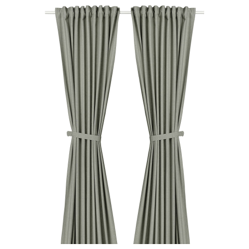 Комплект штор IKEA LENDA (ЛЕНДА), Хаки 140x250 см, 2 шт