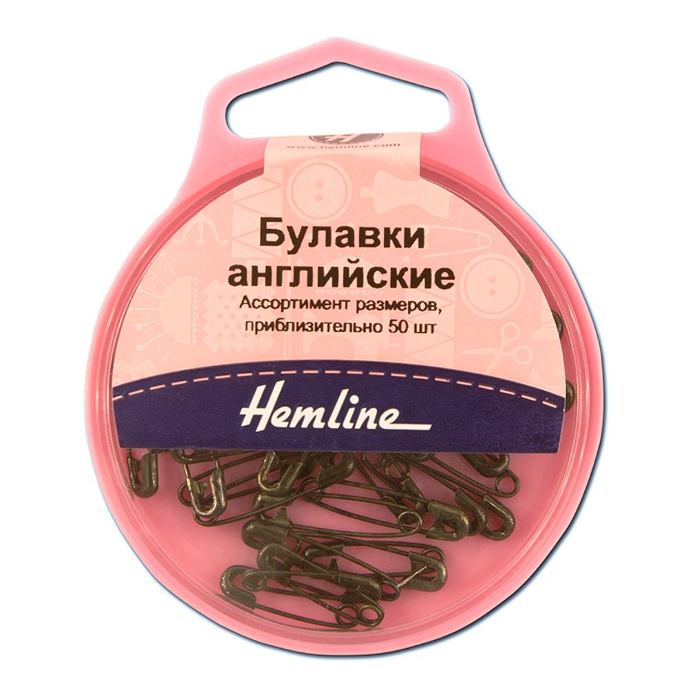 Булавки английские l=19+23 мм, ассорти, металл, черные, 250 шт, Hemline Булавки английские l=19+23 мм, ассорти, металл, черные, 250 шт, Hemline