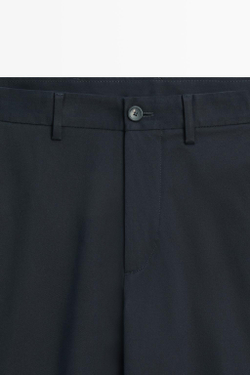 Massimo Dutti Зауженные брюки из смесового хлопка, темно-синий