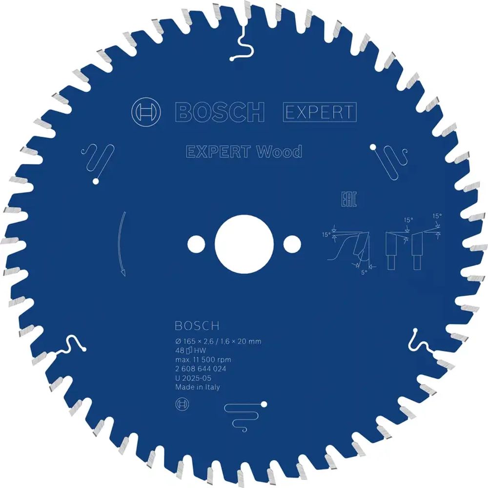 Пильный диск по дереву 165x20x2.6/1.6x48T BOSCH 2608644024