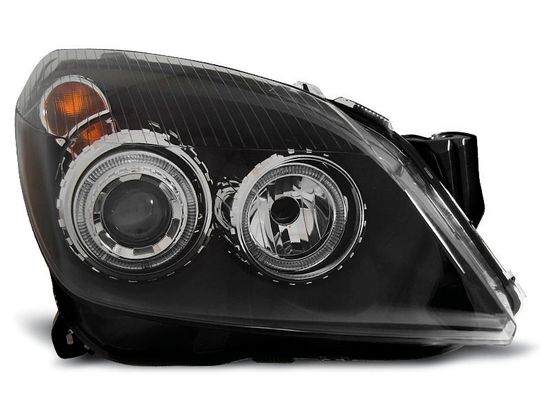 Передние фары angel eyes black для Opel Astra H