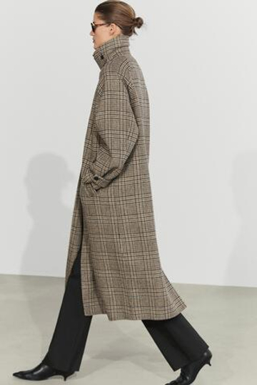 Massimo Dutti Клетчатый тренч из смесовой шерсти, белый