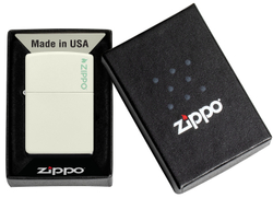 Зажигалка Zippo Classic с покрытием Glow In The Dark, латунь/сталь, белая, матовая, 38x13x57 мм