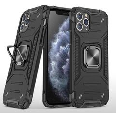 Противоударный чехол для iPhone 11 Pro Max черный с пластиной для магнитного автодержателя и кольцом подставкой Противоударный чехол для iPhone 11 Pro Max черный с пластиной для магнитного автодержателя и кольцом подставкой