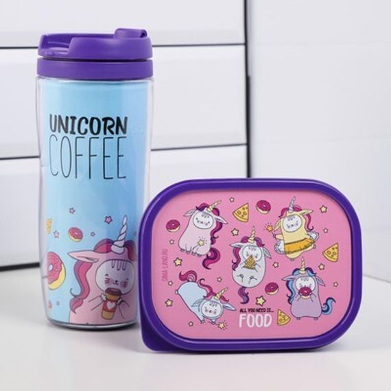 Yemək qabı \ Подарочный набор «Unicorn giftbox»: термостакан 350 мл, ланч-бокс 500 мл